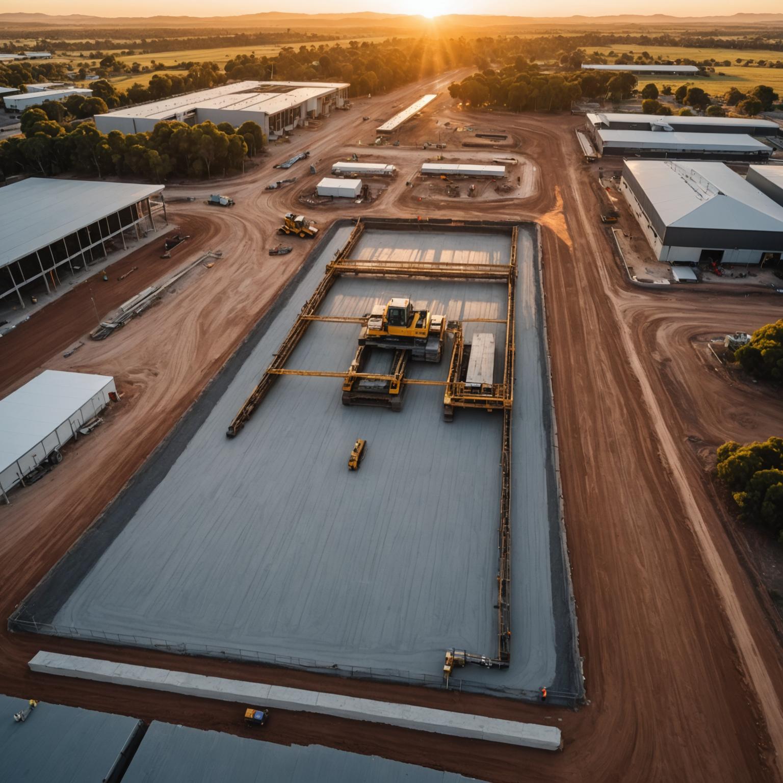 Concrete being poured and smoothed at a construction site in South Australia