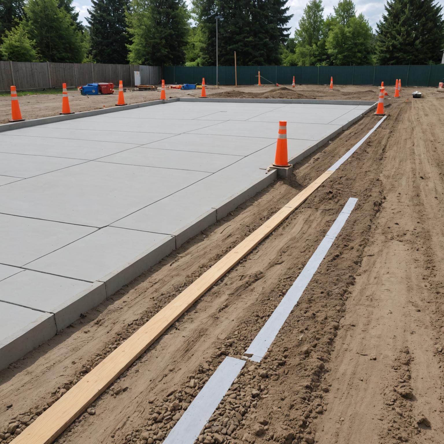 Planning a new concrete driveway at a building site