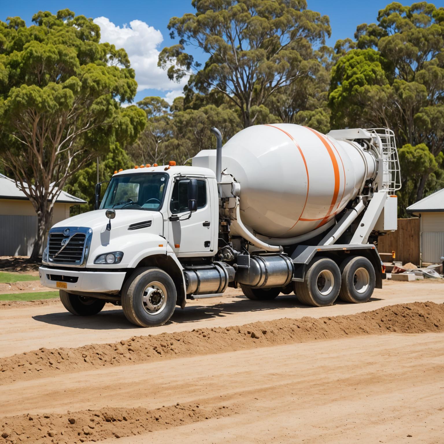 Ready-mix concrete truck at a delivery site